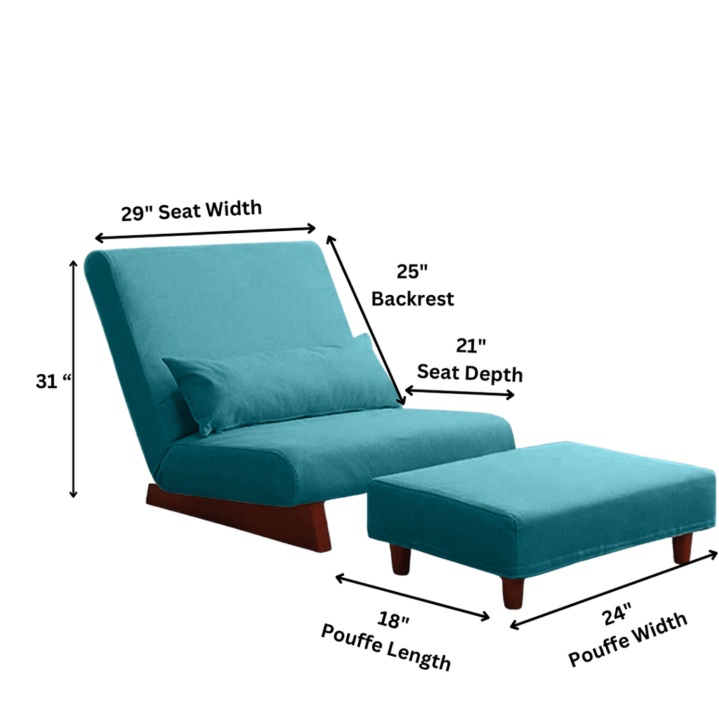Borneo with Pouffe - Floor Sofa and Lounger (Turquoise) - CosyLabs
