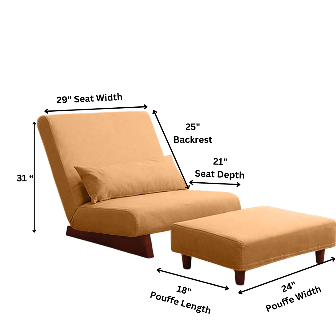Borneo with Pouffe - Floor Sofa and Lounger (Orange) - CosyLabs