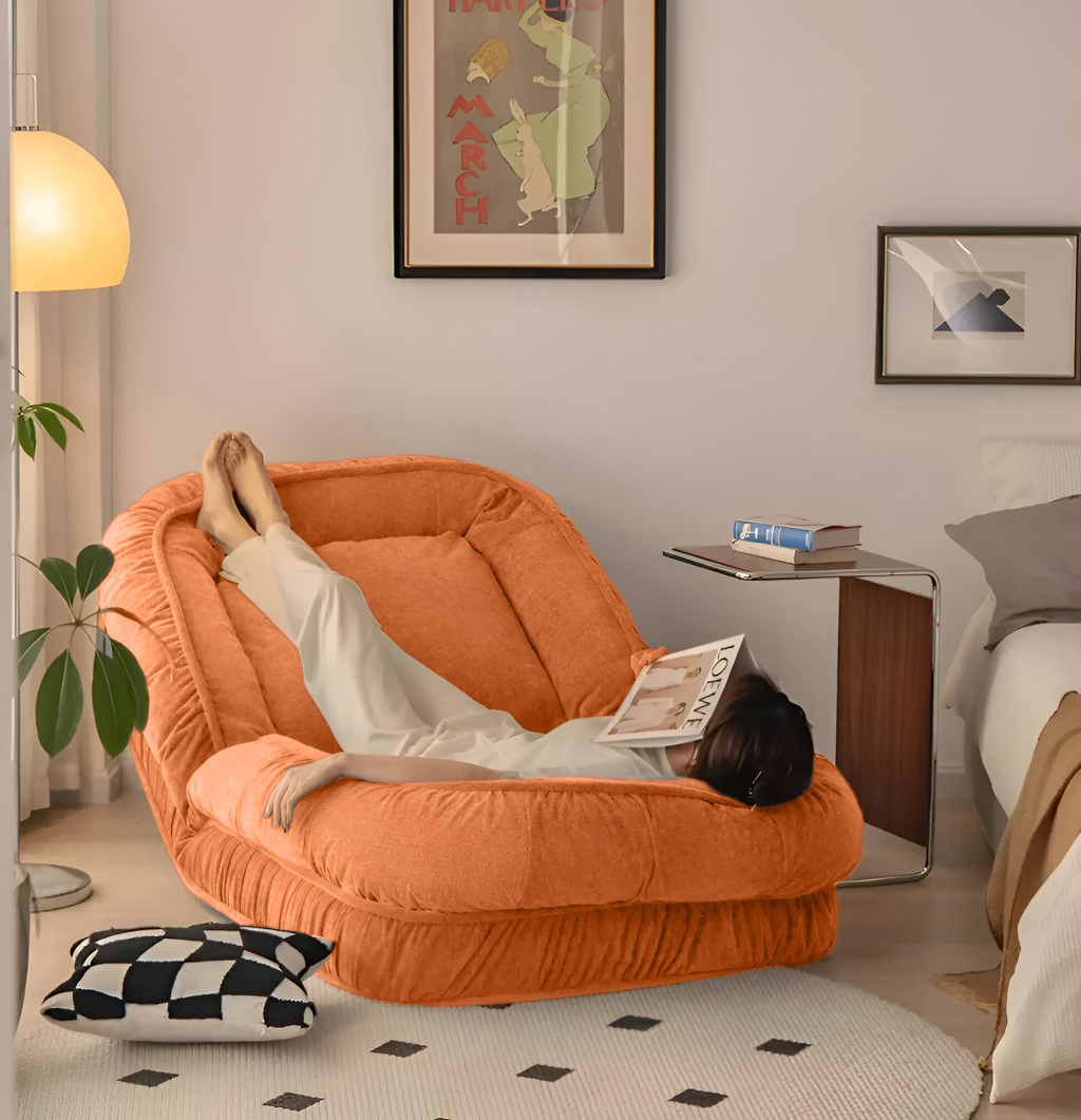 Woolly - Human Dog Bed/Floor Sofa Bed - Light Orange