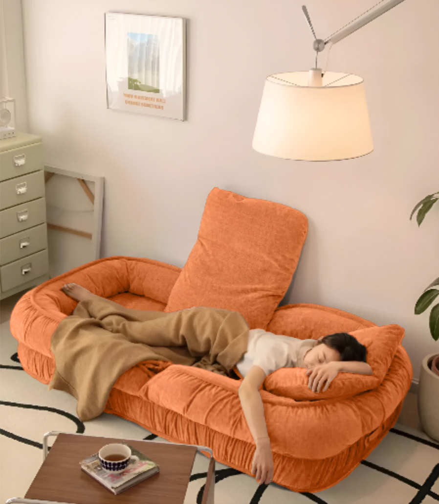 Woolly - Human Dog Bed/Floor Sofa Bed - Light Orange